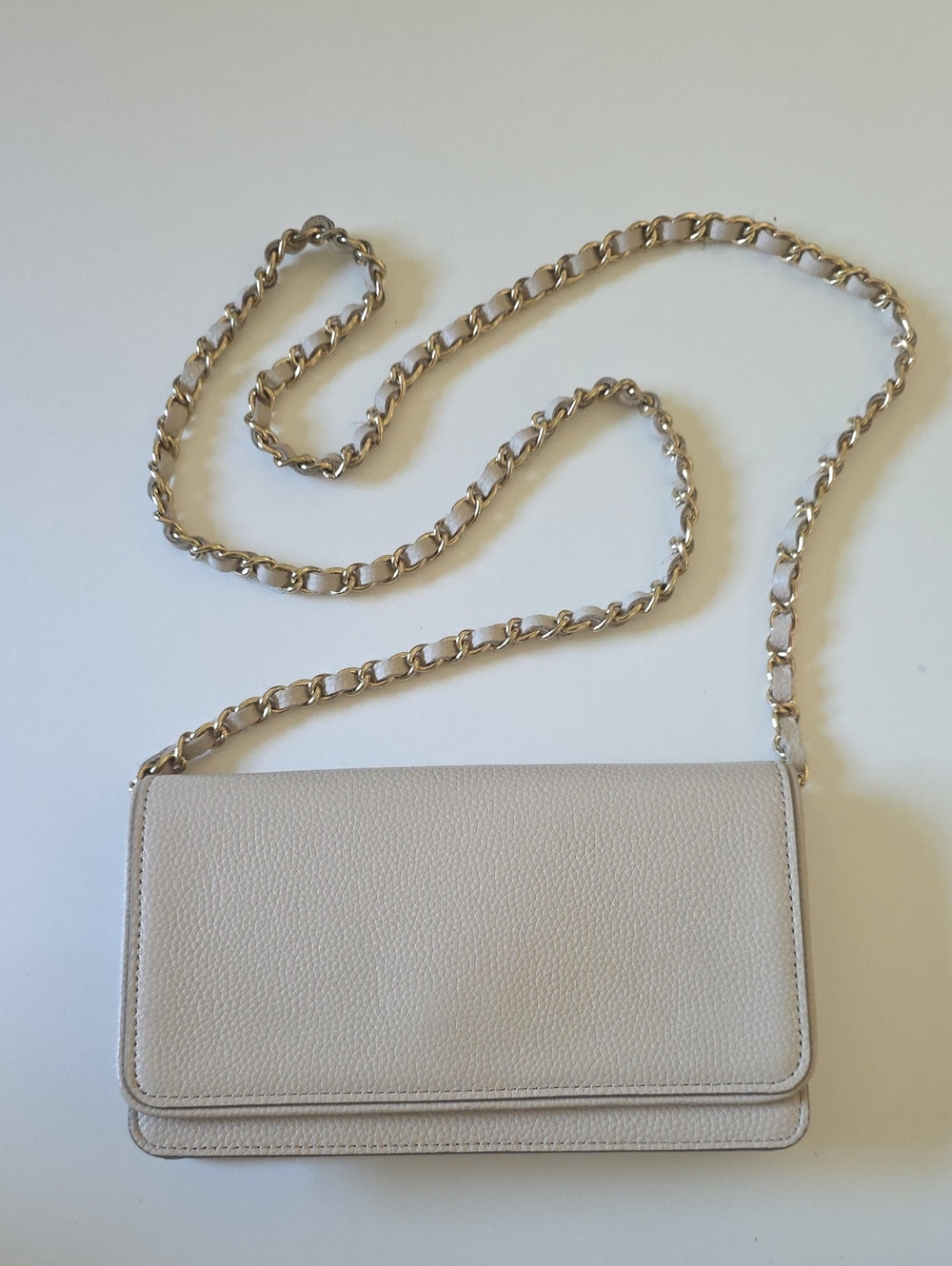 Women's Neutral Chain Leather Shoulder Clutch